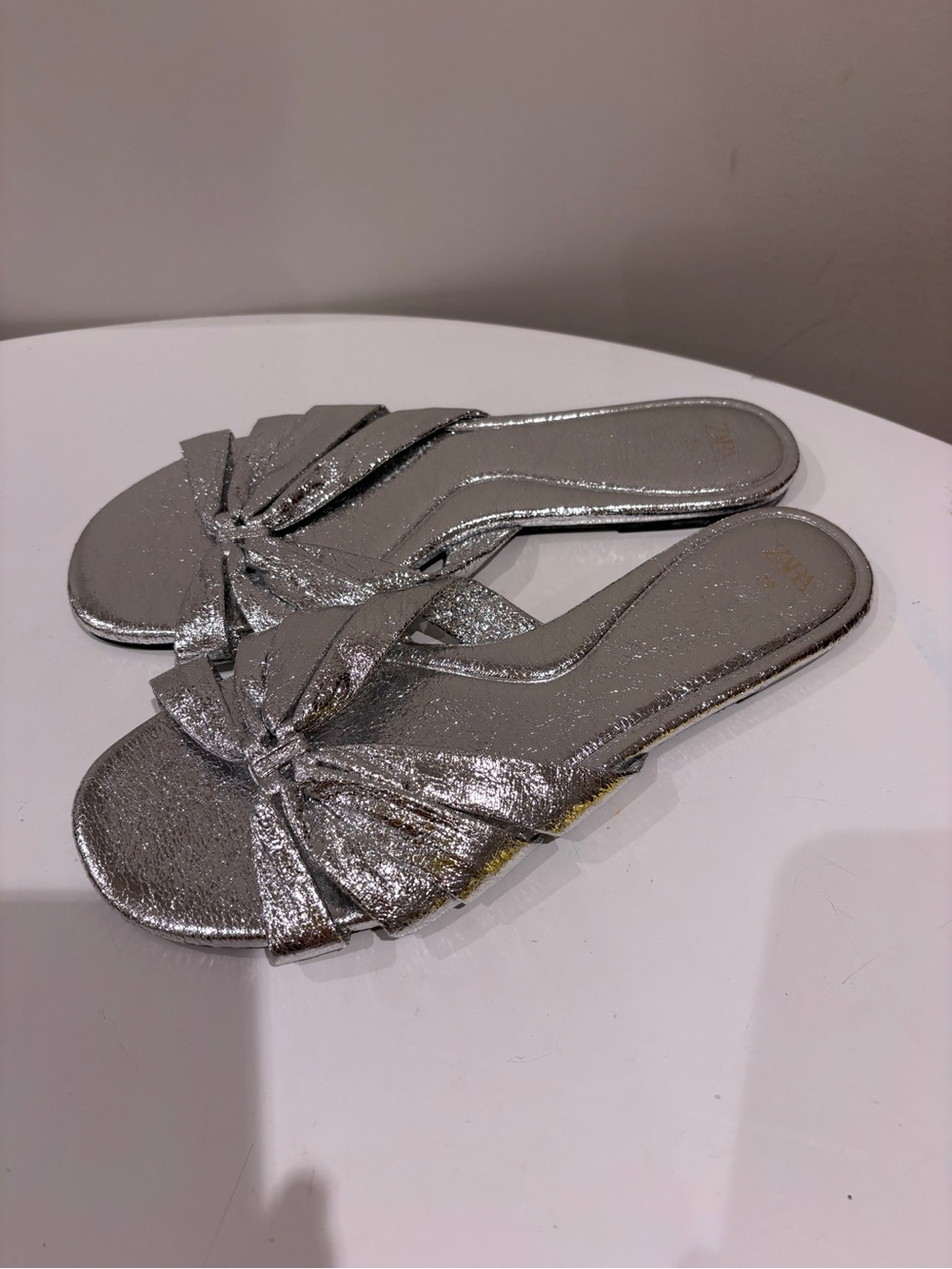 Zara sliver slides size 39 LIKE NEW